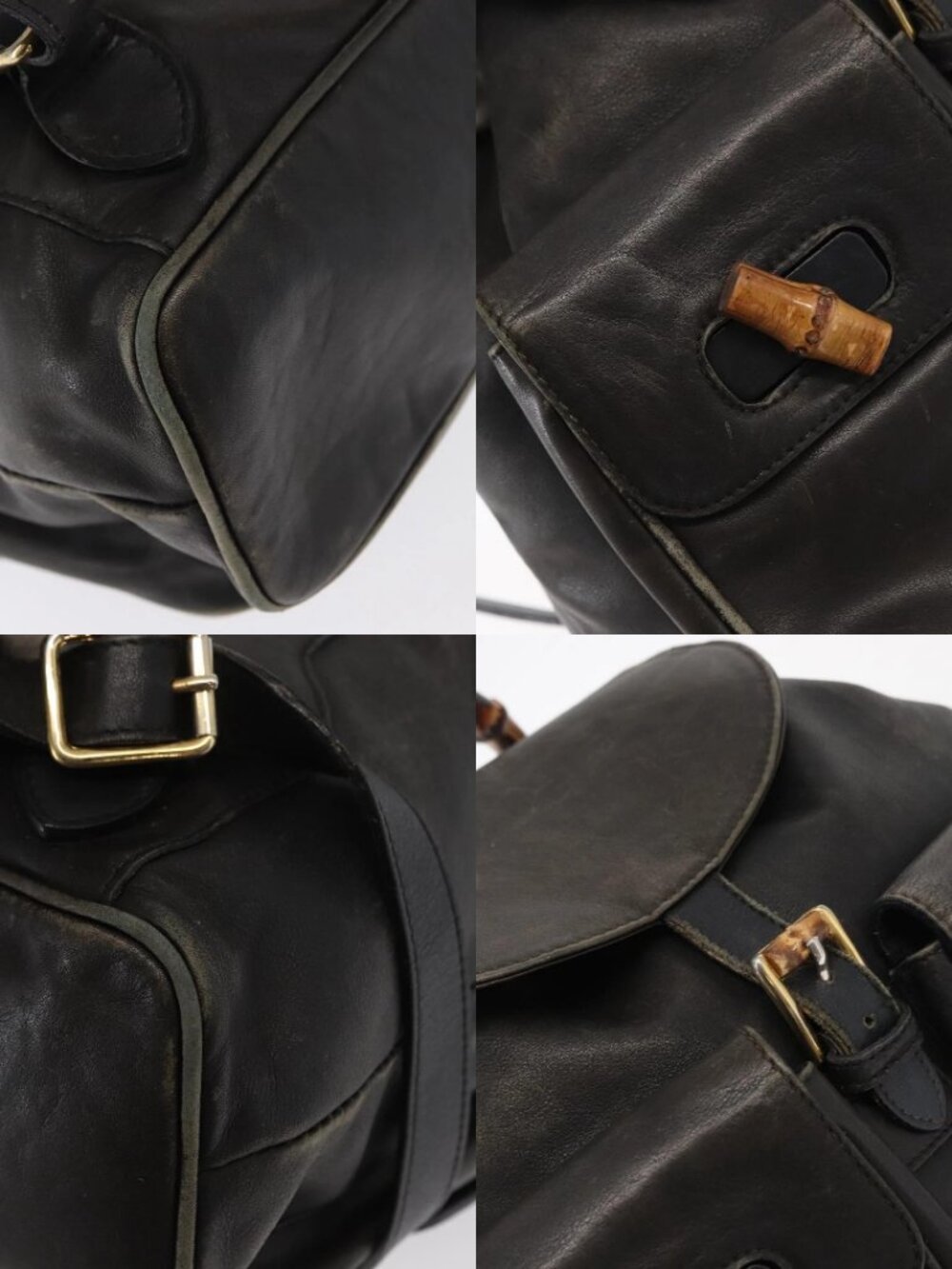 GUCCI Bamboo Backpack Leather Black Gold 003 2058 0016 Auth 166739 - Picture 13 of 15